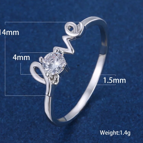 CUBIC ZIRCONIA LOVE RING - Picture 4 of 5
